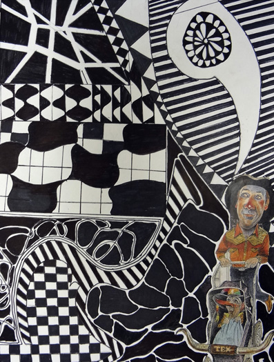 Combining collage and zentangles is a great way to introduce Art I students to Line and Shape.