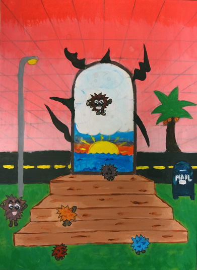 Break the rules of perspective to create a surreal space.