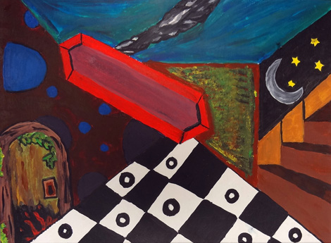 Break the rules of perspective to create a surreal space.