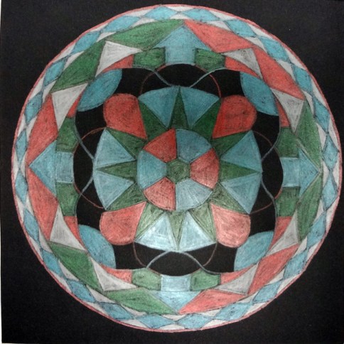 Metallic mandalas are a relaxing way to teach Emphasis and Proportion.