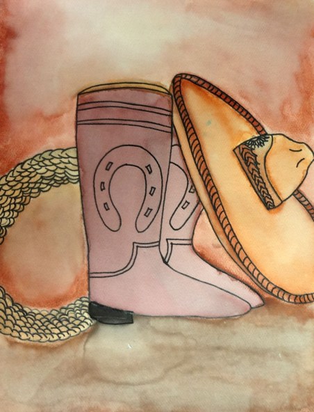 Students experimented with watercolor techniques.