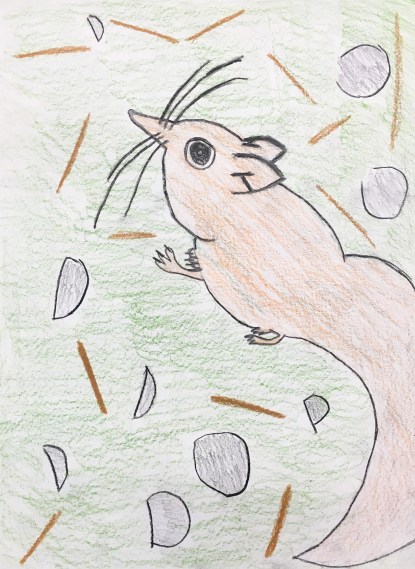 4th grade students practice observational drawing by creating hybrid creatures.