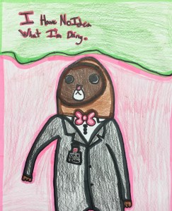 Students draw a coloring page, then color a photocopy of a classmate's drawing.