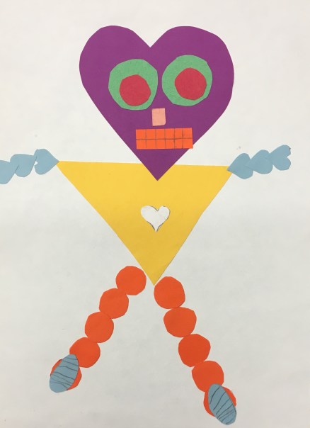 3rd graders use organic and geometric shapes to create robots.