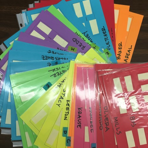 Use color coordination to organize complicated elementary art class schedules.