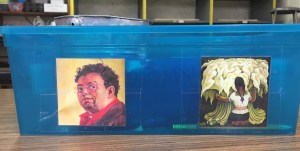 Students learn art history through a coloring center that uses artwork from an artist their table is named after.