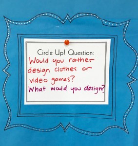 End art class with Circle Up! questions that get kids thinking creatively.