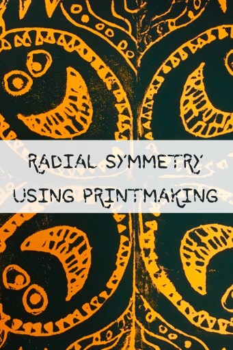 Students do printmaking using radial symmetry.