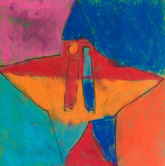 Students create observational drawings using chalk pastel.