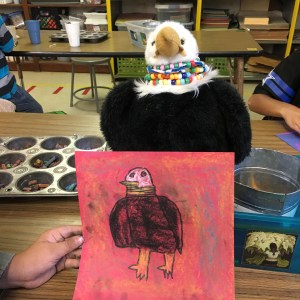 Students create observational drawings using chalk pastel.