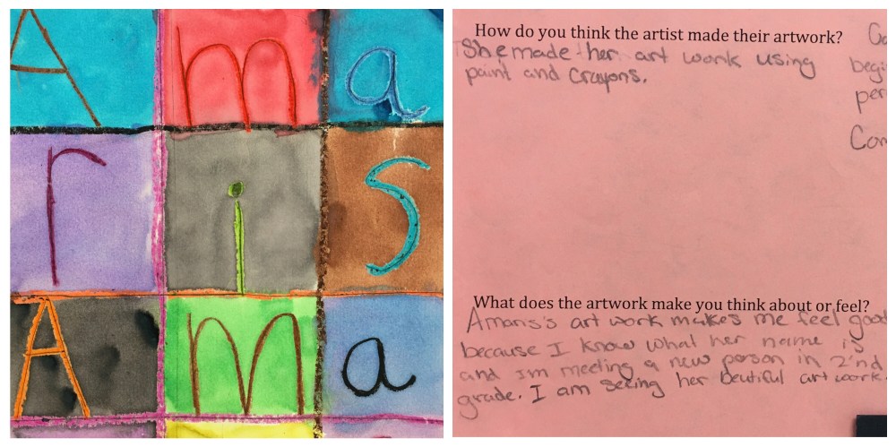 Fourth graders visited the Showcase and wrote about a piece of artwork created by a second grader.