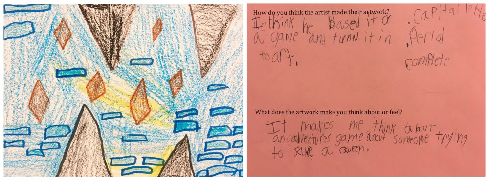 Fourth graders visited the Showcase and wrote about a piece of artwork created by a second grader.