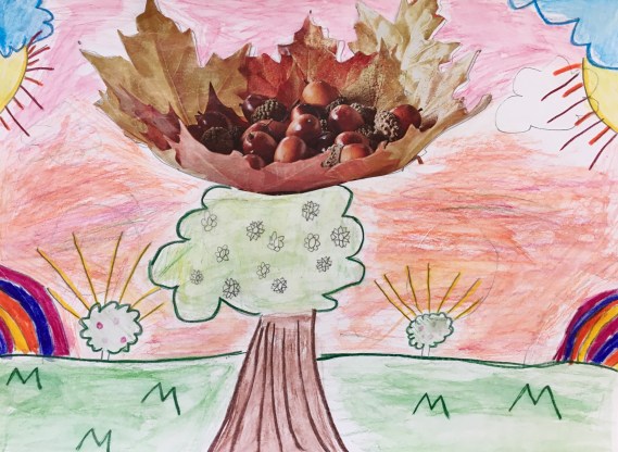 Create a Surreal Landscape using an image from a magazine and drawing a background using watercolor pencils.