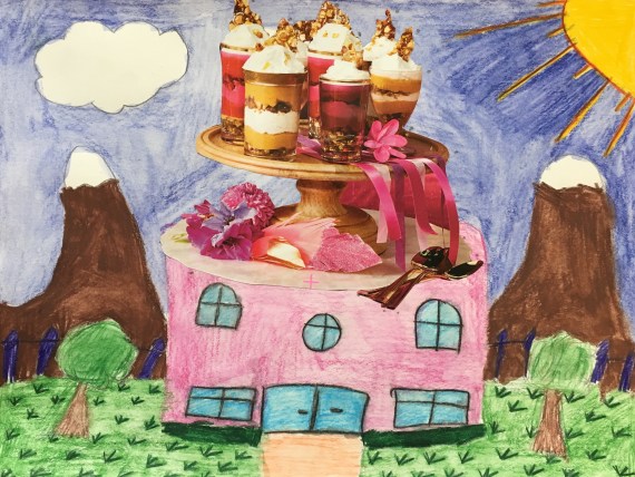 Create a Surreal Landscape using an image from a magazine and drawing a background using watercolor pencils.