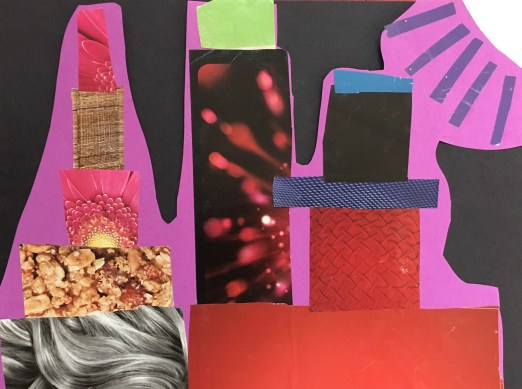 Make a city collage by cutting shapes out of patterned or textured magazine pages.